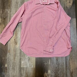 MICHAEL Michael Kors Men's Casual Red and White Stripe Button Down Shirt